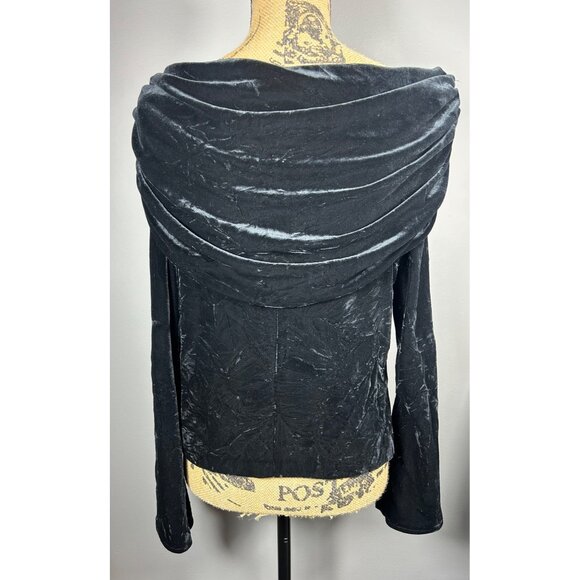Xscape By Joanna Chen Black Velvet Off-Shoulder Top Lg Elegant Cocktail Party - Picture 2 of 9